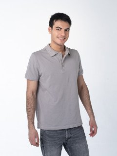 Мужская рубашка ПОЛО с эластаном серый меланж